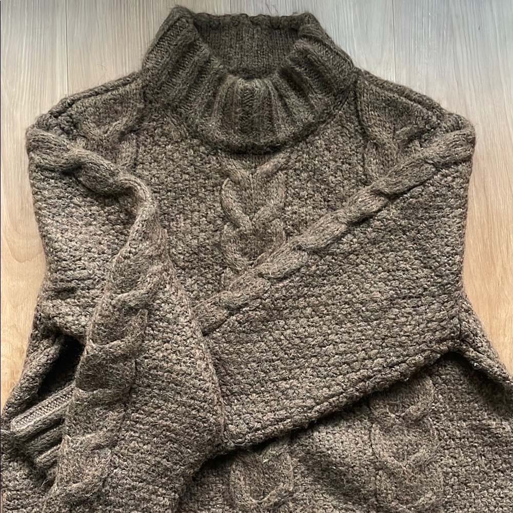 American Eagle Outfitters Brown Cable Knit Sweater